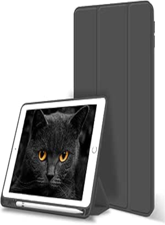 Aoub iPad 5th/6th Generation 9.7 "Case 2018/2017 with Pencil Holder Thin Lightweight Smart Protective Stand Cover Auto Wake Up/Sleep for iPad 9.7 Inch Model A1822/ A1823/ A1893/ A1954 Black